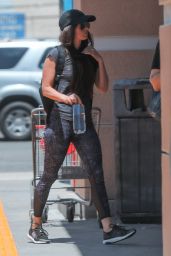 Megan Fox in Dark Gray T-Shirt and Blue Speckled Leggings  - Calabasas 05/07/2020
