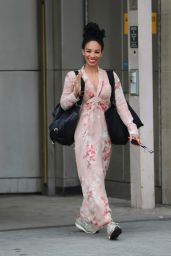Michelle Ackerley in a Pink Dress - Leaving BBC TV Studio in London 05/08/2020