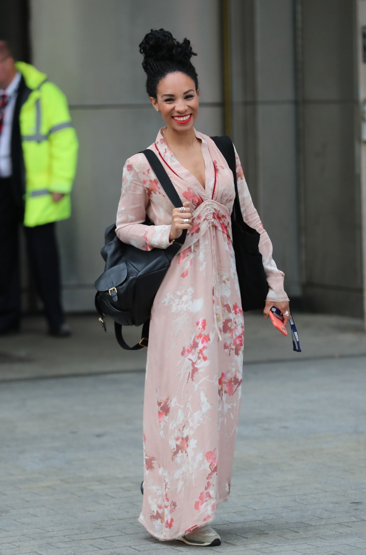 Michelle Ackerley in a Pink Dress - Leaving BBC TV Studio in London 05