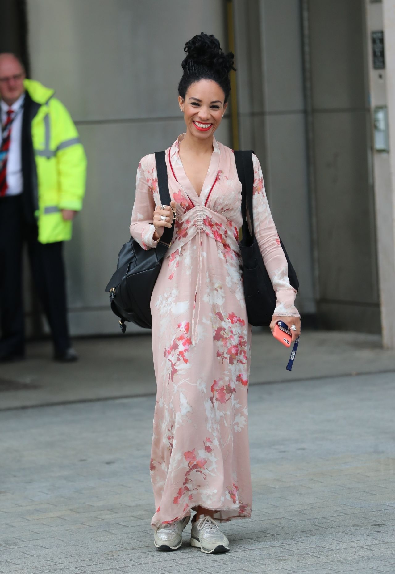 Michelle Ackerley in a Pink Dress - Leaving BBC TV Studio in London 05