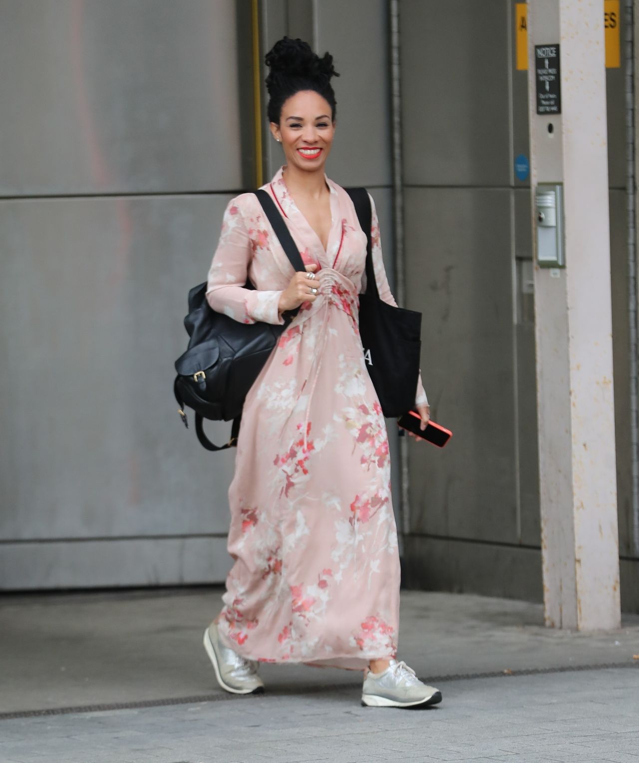 Michelle Ackerley in a Pink Dress - Leaving BBC TV Studio in London 05