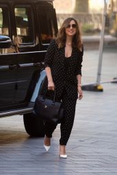 Myleene Klass in a Polka Dot Trouser Suit and White Heels - London 05/15/2020
