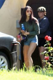 Nina Dobrev in Shorts - Outside Her House in LA 04/30/2020