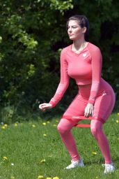 Rebecca Gormley in Tight Pink Crop Top and Leggings 05/11/2020