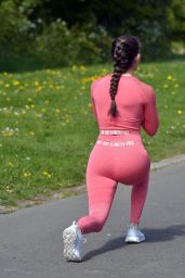 Rebecca Gormley in Tight Pink Crop Top and Leggings 05/11/2020