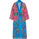 Rianna + Nina Pleated Printed Silk-Satin Kimono
