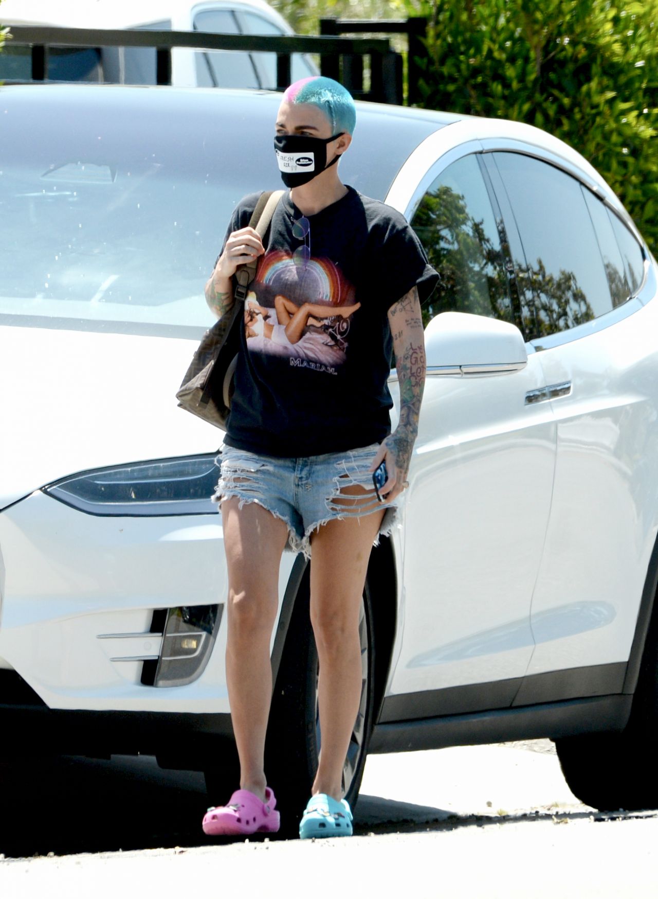 Ruby Rose - With a Colorful New Hairstyle in Los Angeles 