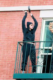 Sarah Silverman in Black Cable-Knit Sweater