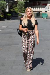 Sian Welby in Crop Top and Snakeskin Print Trousers 05/28/2020