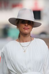 Vogue Williams in a White Dress and Fedora - London 05/10/2020