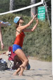 Alessandra Ambrosio - Playing Volleyball at the Beach 06/21/2020