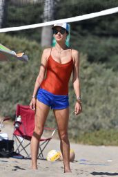 Alessandra Ambrosio - Playing Volleyball at the Beach 06/21/2020