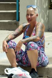 Amber Rose in a Plunging Bodycon Dress - Out in LA 06/20/2020