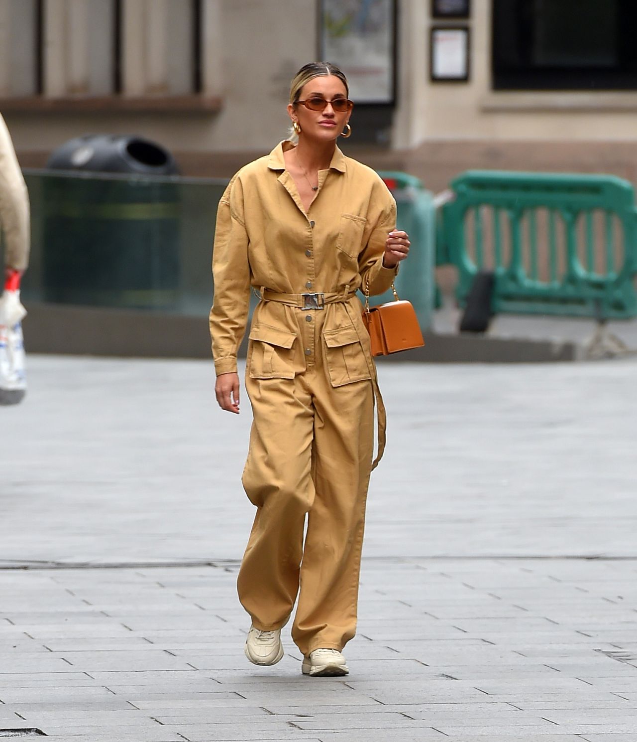 Ashley Roberts in Camel Boiler Suit and Trainers 06/10/2020 • CelebMafia