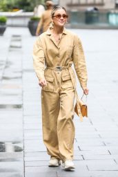 Ashley Roberts in a Pale Yellow Shirt and Gingham Trousers 05/13/2020