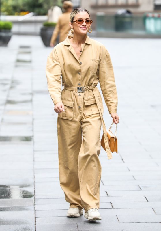 Ashley Roberts in Camel Boiler Suit and Trainers 06/10/2020