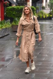 Ashley Roberts in Cream Belted Shirt Dress and Trainers 06/18/2020