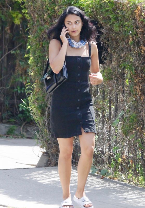 Camila Mendes in Black Sleeveless Dress 06/24/2020