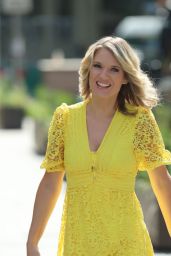 Charlotte Hawkins in a Sunny Yellow Lace Dress 06/26/2020