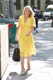 Charlotte Hawkins in a Sunny Yellow Lace Dress 06/26/2020