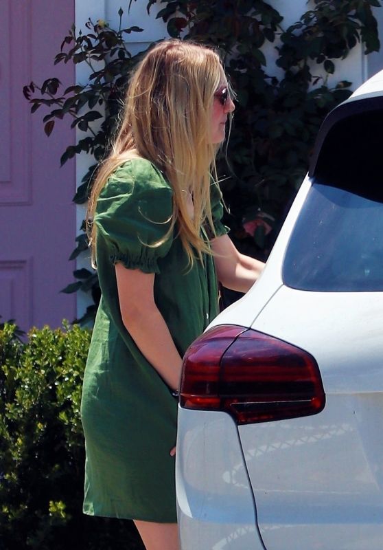 Dakota Fanning in Green Dress - Out in LA 06/16/2020