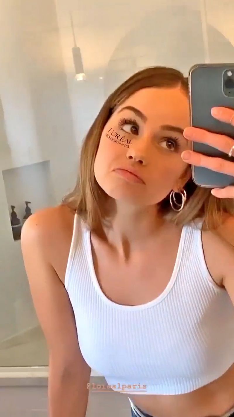Debby Ryan in Tank Top in Front of the Mirror, May 2020 * Ce
