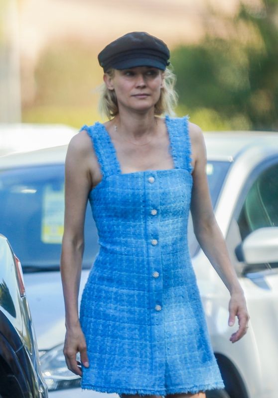 Diane Kruger in a Blue Dress - Beverly Hills 06/23/2020