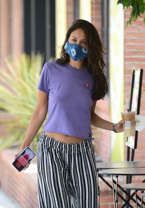 Eiza Gonzales in Purple Crop Top - Getting Coffee in Los Angeles 05/30