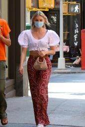 Elsa Hosk in a Cropped Top and Flared Jeans 06/23/2020