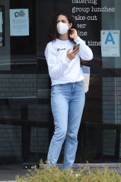 Emmy Rossum in Light Blue Jeans and a White Sweatshirt 06/06/2020