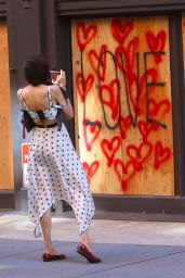 Famke Janssen in Summer Dress - Out in NYC 06/13/2020