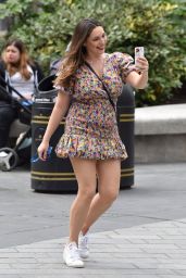 Kelly Brook Flashes Her Legs in Floral Mini Dress - London 06/19/2020