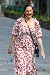 Kelly Brook in a Red and White Floral Dress 06/16/2020