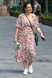 Kelly Brook in a Red and White Floral Dress 06/16/2020