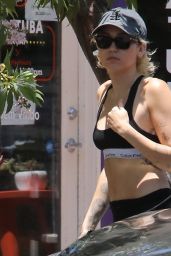 Miley Cyrus in Black Calvin Klein Sports Bra and Matching Shorts 06/04/2020