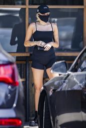 Miley Cyrus in Skimpy Bike Shorts and a Dark Tank Top - Calabasas 06/16/2020