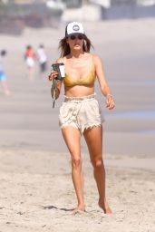 Alessandra Ambrosio in a Gold Bikini - Beach in Malibu 07/22/2020
