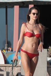 Alessandra Ambrosio in a Red Bikini - Beach in Marina del Rey 07/29/2020