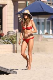 Alessandra Ambrosio in a Red Bikini - Beach in Marina del Rey 07/29/2020