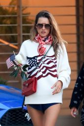 Alessandra Ambrosio in an American Flag Sweater - Malibu 07/04/2020