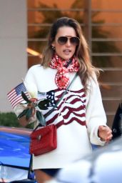 Alessandra Ambrosio in an American Flag Sweater - Malibu 07/04/2020