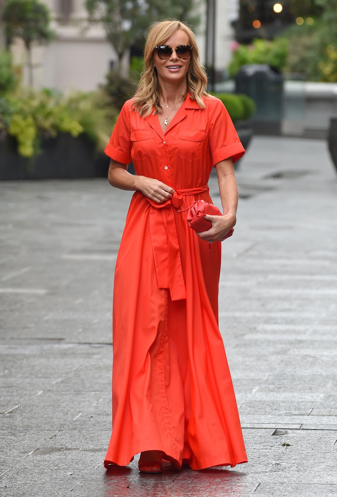 Amanda Holden in a Red Maxi Dress and Matching Heels- London 07/15/2020 ...