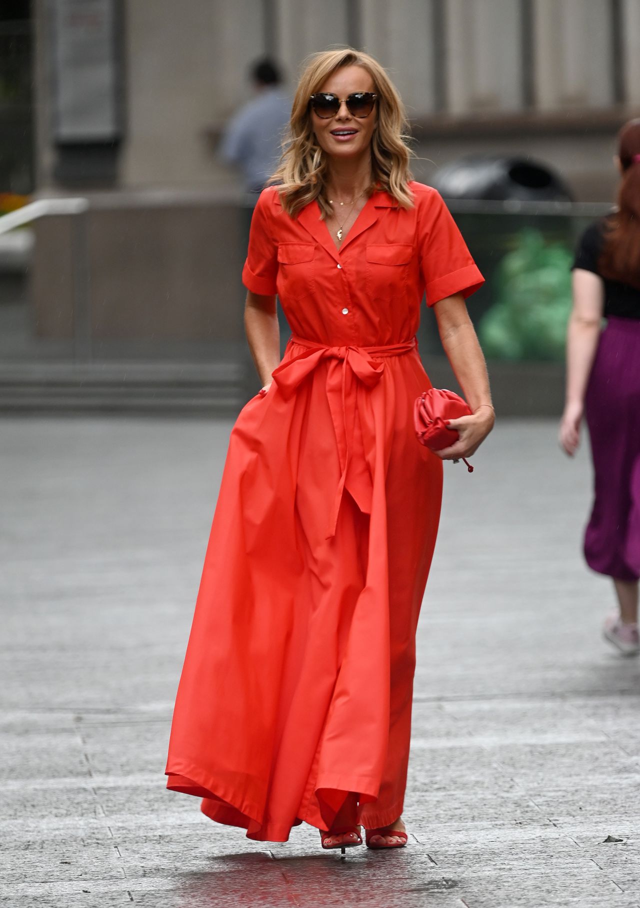 Amanda Holden in a Red Maxi Dress and Matching Heels- London 07/15/2020 ...