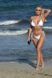Amber Turner in a White Bikini on the Beach in Ibiza 07/19/2020