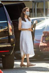 Angelina Jolie in a White Summer Dress - Los Feliz 07/01/2020