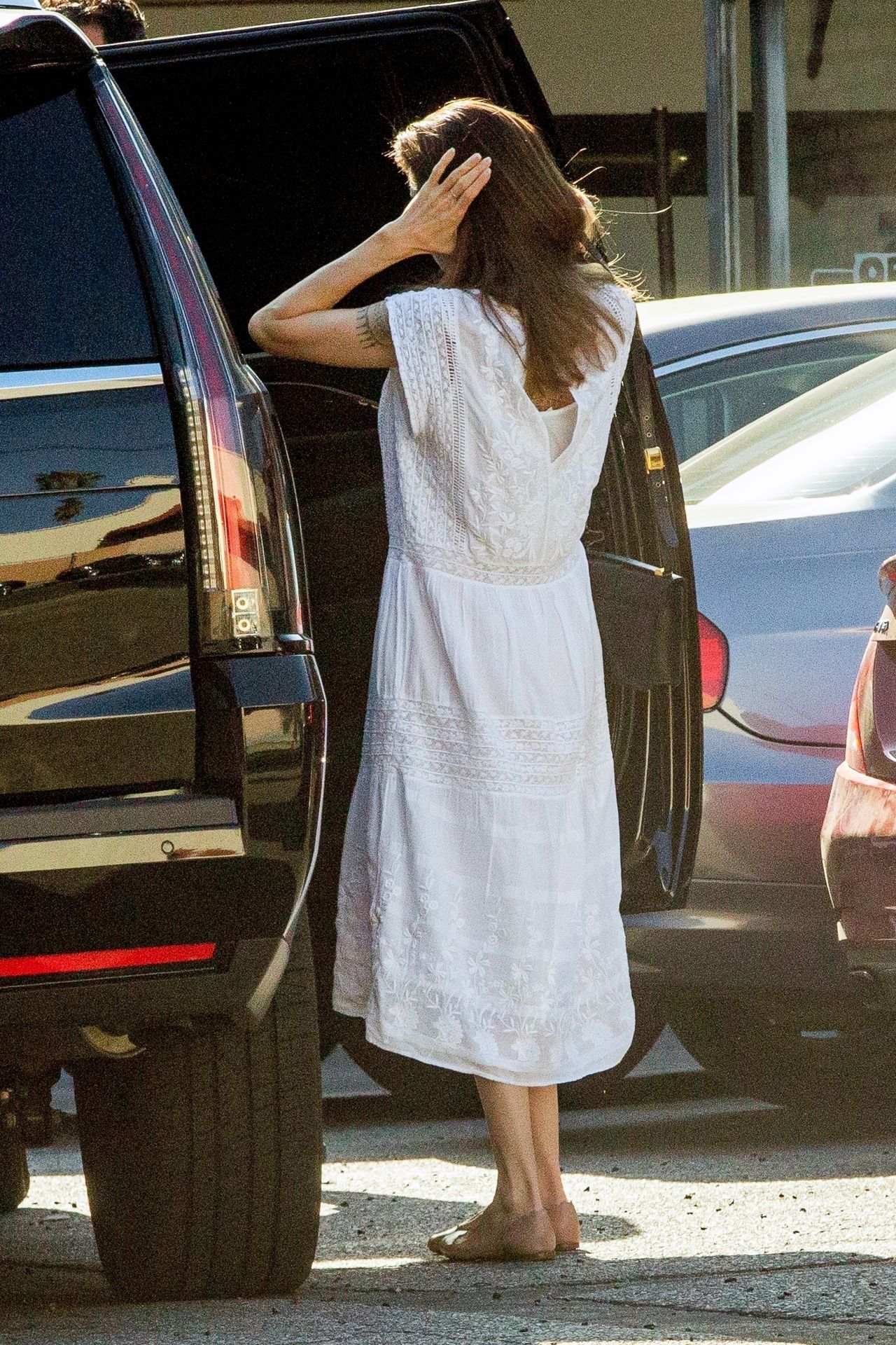 Angelina Jolie in a White Summer Dress - Los Feliz 07/01/2020 • CelebMafia