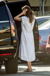 Angelina Jolie in a White Summer Dress - Los Feliz 07/01/2020