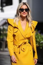 Ashley Roberts in a Canary Yellow Blazer Dress - Leaves the Heart Radio in London 07/17/2020