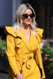 Ashley Roberts in a Canary Yellow Blazer Dress - Leaves the Heart Radio in London 07/17/2020