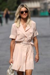 Ashley Roberts in a Chic Pleated Mini With a Lace Slip - London 07/23/2020